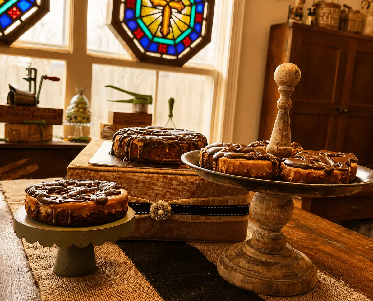 A warm Southern table with baked goods, handmade goods, and vintage charm
